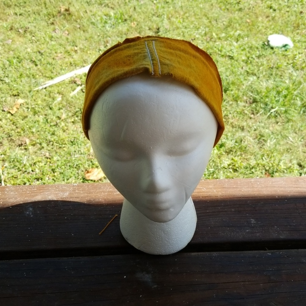 Handmade ice tie dye yellow and peach Headband - Picture 3 of 4